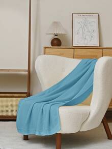 1 pieza Manta de punto verde sólido para bebé, diseño minimalista clásico, súper suave, cálida, ligera, manta decorativa estacional, adecuada para siesta, camping, viaje y decoración del hogar/oficina - Sin electricidad, sin plumas, hipoalergénica, fácil de cuidar, rosa, gris, azul, morado, decoración de otoño, decoración de habitación, vuelta al colegio, útiles escolares