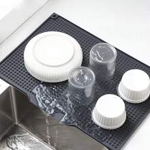 Küchenablaufmatte, geeignet für Küchenarbeitsplatten, Kaffeemaschinen oder Spülbecken, wasserdichte, rutschfeste und leicht zu reinigende Hangableitungs-Isoliermatte - Blau - Übersicht 2