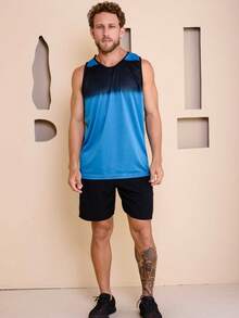 Men's Sublimated Grade Breathable Tank Top For Workout Gym Simple Summer Regular Fit No Halloween - 青碧色 - 查看 9