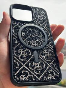 Funda Magnética compatible con Carga Inalámbrica con diseño brillante- Protección antigolpes para teléfonos - Blanco y Negro - Ver 2