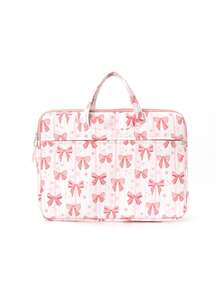 1个时尚粉色丝带图案14英寸笔记本电脑保护套，便携式笔记本电脑包，带顶部提手，绗缝柔软保护套，适合工作、学习、通勤，也是送给女孩的绝佳礼物。笔记本电脑保护套，笔记本电脑包，笔记本电脑保护套，防水旅行必备，男女通用笔记本电脑包，笔记本电脑保护套，笔记本电脑包，笔记本电脑保护套，旅行必备。 - 彩色 - 查看 5