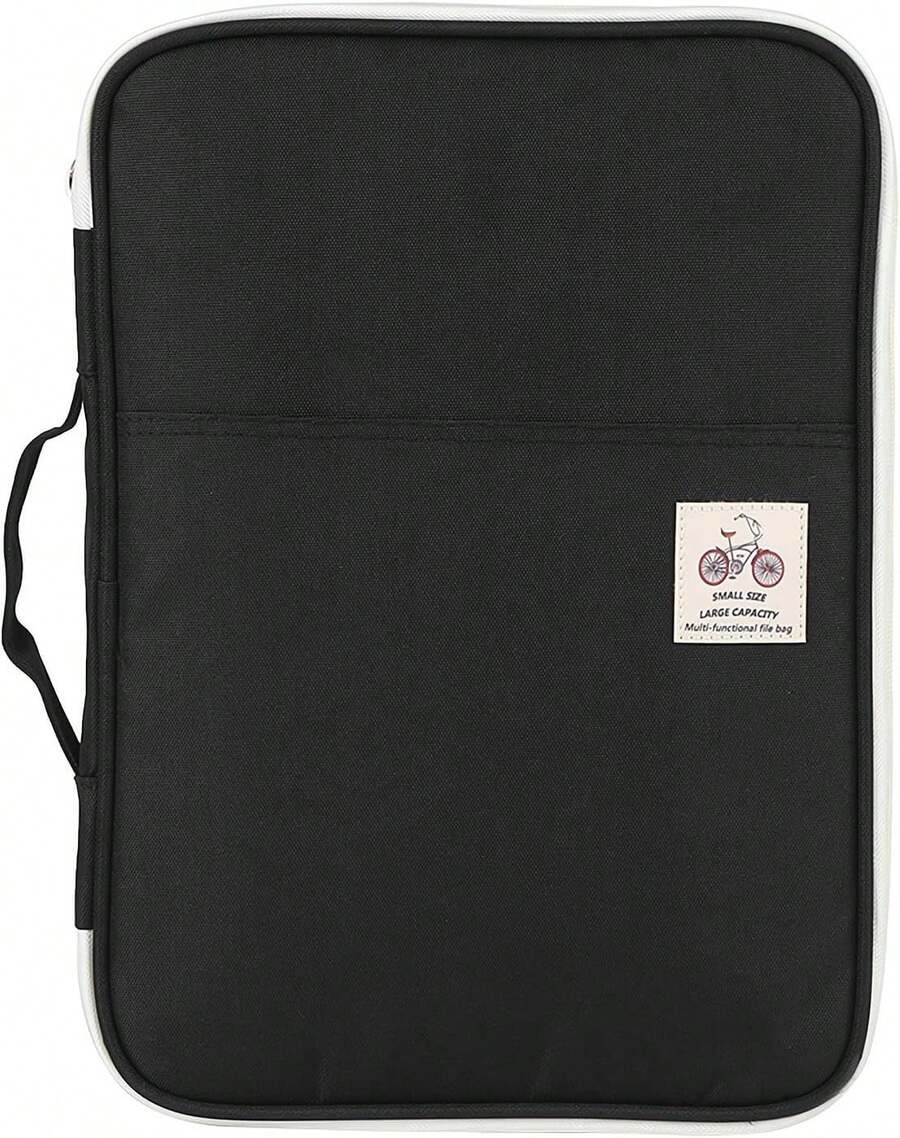 Bolsa de Documentos A4 para Portátil con Cremallera Organizador de Archivos Portátil Impermeableúltiples Bolsillos Carpeta para Viaje Negocios(Negro) - prado verde - Ver 1