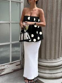 GLOpass Polka Dot Loose Fit Camisole Top, Sexy & Elegant For Daily Wear And Gatherings Black Summer - Black - View 5