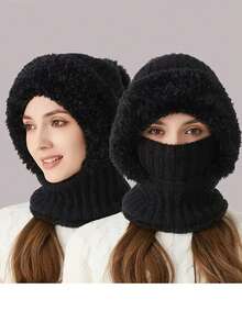 1 件 WarmthMax 保暖内衬针织帽 - 防风、保暖、护耳、连帽围脖、透气、吸湿排汗，寒冷天气万圣节冬季秋季户外骑行必备 - 彩色 - 查看 3