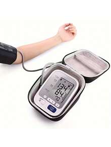 1 个耐用便携式血压监测仪手提箱，带手柄 - 织物保护硬壳收纳盒，适用于整理袖口和数码设备，黑色，拉链开合，简约设计，便携包 | 纤薄黑色包 | 安全拉链开合，血压监测仪包