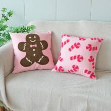1 szt. poszewka na poduszkę z motywem laski cukrowej i piernikowego ludzika, świąteczna dekoracja do domu, do sypialni