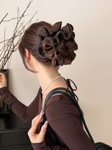 1 pieza Coletero grande de estilo vintage con estampado de leopardo, elástico y esponjoso para coleta, accesorio para el cabello, accesorio para la cabeza, banda elástica, goma para el cabello, regalo de viaje o cumpleaños - Talla única - Ver 15