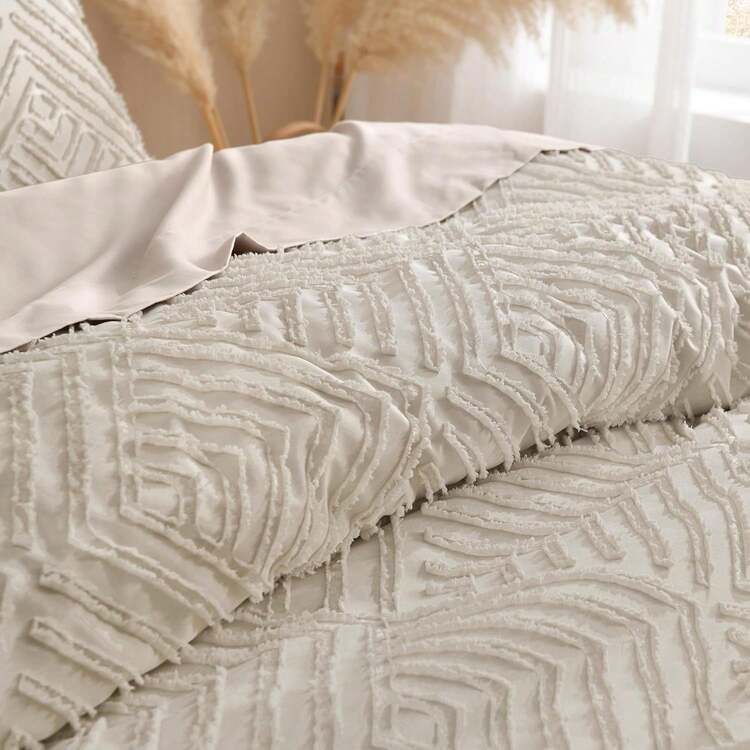 Oversized King Comforter 120''x98'', 3 Pieces Khaki Soft Boho Bedding Set, Farmhouse Tufted Fluffy Shabby Chic Bed Set For All Seasons (1 Comforter, 2 Pillowcases) With Modern Boho Style - 08 - Oatmeal - View 5