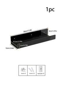 11.8英寸黑色亚克力壁挂式悬浮置物架，无需钻孔，隐形悬浮书架，儿童书籍展示架 - 黑色 - 查看 14