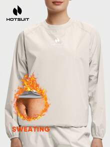 HOTSUIT Sauna Jackets Women Sweat Suits Sauna Shirt Gym Shirt Workout Sauna Suit Sport Top Gym Top Gym Clothes Gym Wear Sports Wear Sauna Suit Sauna Top, Valentine Gift - Khaki - View 3