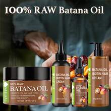 4-Piece Set: Honduras Batana Hair Oil + Batana Hair Serum + Batana Hair Cream + Batana Hair Lotion, Cold-Pressed Extract, Nourishes Scalp And Hair, Enriched With Biotin, Strengthens Hair Strands, Prevents Breakage And Split Ends, Suitable For All Hair Types, Makes Hair More Beautiful And Alluring. - Brown - View 5