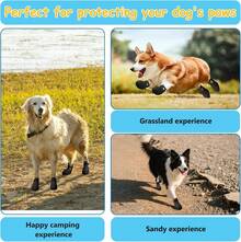 Dog Shoes For Hot Pavement Non-Slip Waterproof Dog Shoes For Medium Dogs Large Size Dogs Easy ON & Off Adjustable Easy-Clean For Beach Outdoor Black Size L: (3.5x2.63'')(L*W),23885310 - 黑色 - 查看 2