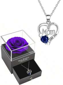 Impressive Gift, Heart-Shaped "Mom" Elegant Rose Flower Pendant Necklace, Perfect For Mother's Day, Thanksgiving, Christmas, Anniversary Gifts For Mother, Family, Friends, Yourself. Comes With A Premium Rose Flower Gift Box, Adding A Touch Of Elegance And Making The Gift Visually Stunning And Unforgettable. A Thoughtful Keepsake, The Perfect Choice For Cherished Memories.