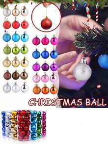 24个3厘米圣诞球套装，圣诞装饰球，圣诞树装饰，适用于婚礼、生日派对、节日装饰、圣诞派对、圣诞氛围装饰道具、圣诞装饰品、圣诞礼物、圣诞装饰、房间装饰、家居装饰、圣诞装饰品、家居圣诞礼物、圣诞装饰 - 彩色 - 查看 3