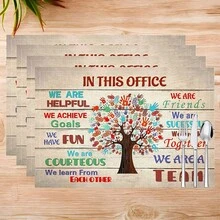 1 件/4 件/6 件亚麻餐垫，印有激励团队精神的图案，适合餐桌、四季装饰、现代可洗桌垫、家居装饰、杯垫、厨房餐垫、室内/室外派对装饰、理想礼物 - 彩色 - 查看 23