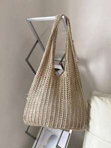 Yogodlns Túi đan móc thời trang, túi tote đi biển mùa hè cho nữ, túi xách sành điệu, túi đeo vai đan móc phong cách Bohemian, túi đeo vai đan móc rỗng, túi đeo nách, túi đan móc dung tích lớn, túi mua sắm, túi đi biển thường ngày, túi đi làm, trang phục phong cách Bohemian cho nữ. - Màu Khaki - Xem 8
