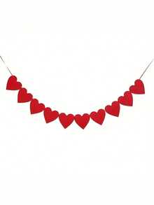 10pcs/Set Heart Shaped Garland Felt Banners For Valentine's Day DIY Crafts, Anniversary, Fireplace, Room, Home Decor, Atmosphere Setting, Family Gathering, Wall, Theme Party Hanging Decoration, Garden Yard Decor - 彩色 - 查看 5