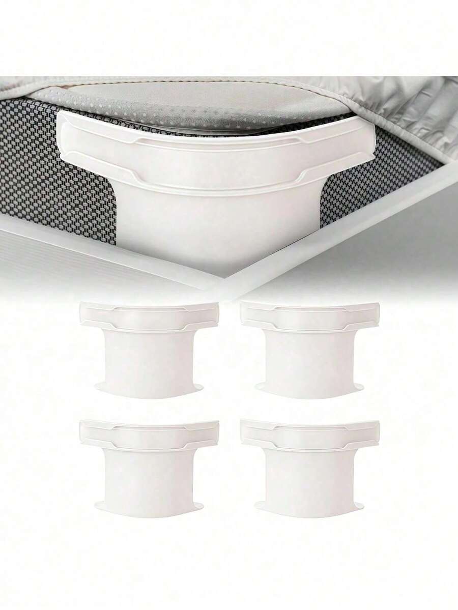 Bộ 4 giá đỡ ga trải giường có khóa, Giá đỡ ga trải giường mới năm 2025, Giá đỡ ga trải giường chịu lực cao, Giá đỡ ga trải giường góc, Dây đai ga trải giường vừa vặn với mọi kích thước nệm - trắng - Xem 1