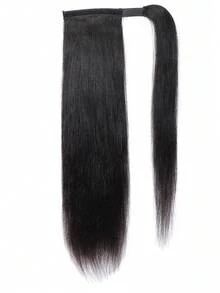 Straight Human Hair Wrap Around Ponytail Extensions Natural Black Ponytail 12-26 Inches Long Straight Clip In Human Hair Ponytail Extension For Women Daily Use - SNatural - View 3