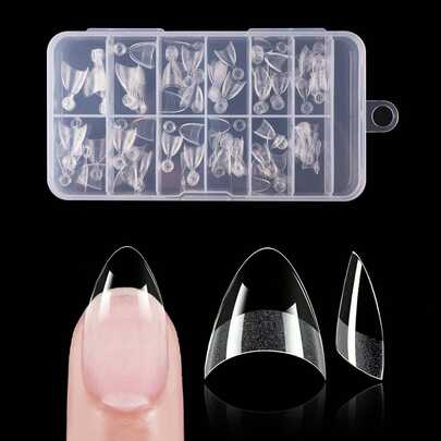 120pcs Matte Almond Shaped False Nails, Half-Cover Pre-Polished Acrylic Nail Stickers, 12 Sizes Available, Easy To Apply