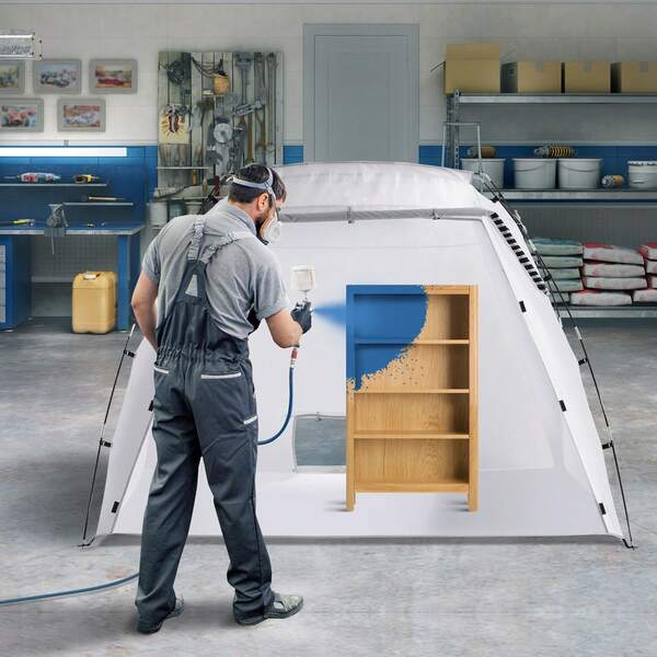 Cabine de peinture portable, tente de peinture à vaporiser plus grande avec sol intégré et écran en maille, station de tente de peinture pour meubles, DIY, hobby, outil, abri de peinture à vaporiser 7,5 x 5,2 x 5,2 pi