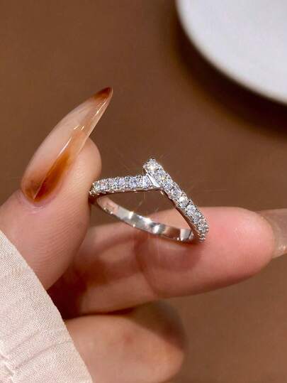 خاتم فضة إسترليني 925 بتصميم بسيط، خاتم مرصع بالكامل بالماس للنساء، مقاسات صغيرة وكبيرة، هدية فاخرة فريدة، مناسب للارتداء اليومي