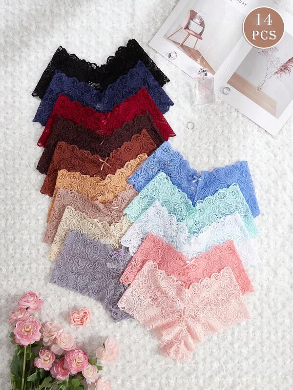 14pcs Lace Trim Sexy Ladies Panty Set