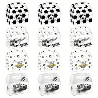 12/24/36/48 pièces Boîte à collation de football, Ensemble cadeau de fête à thème sportif, Sac de football d'anniversaire heureux, Sac cadeau de la Saint-Valentin Noël, Ballons étoiles et lune & Boîte cadeau "Baby I Love You" Merci