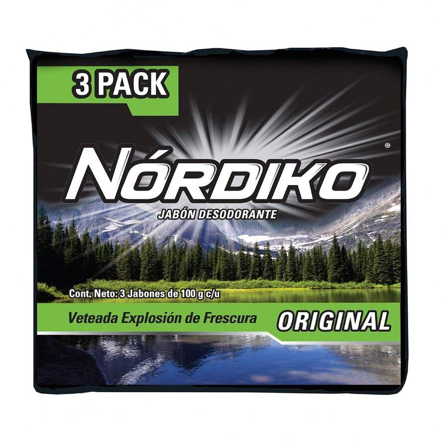 NORDIKO - Pack de 3 Barras de Jabó de Tocador Antibacteriano y Desodorante de 100g cada una, con Fragancia Fresca y Funció Repelente de Mosquitos - Multicolor - Ver 1
