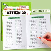 64頁兒童數學練習本，加法與減法練習本：數字範圍至10、20、50和100*，以及多款閱讀書籍－開學季與返校季節的完美禮物 - 彩色 - 查看 7