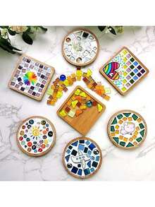 1 件 DIY 空白马赛克竹杯垫，未完成底座托盘，适用于饮水杯、花盆、艺术品盘子（圆形、方形、椭圆形、长方形，不含瓷砖），适用于盆栽植物、饮料、树脂杯垫工艺品、家庭办公室装饰、咖啡桌、花盆木制杯垫、乔迁礼物，各种形状的空白杯垫底座适用于 DIY 马赛克艺术和工艺品装饰