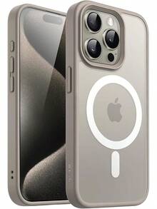 JETech Magnetic Case For IPhone 15 Pro 6.1 Inch Compatible, Slim Matte Translucent Back Shockproof Cover (Black) - 天然鈦 - 查看 1