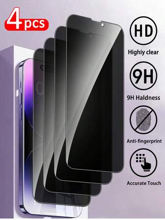 4 Stück Datenschutzbildschirmschutz kompatibel mit iPhone, Anti-Spionage-Schutzfolie mit 9H Härte, kratzfest und verschleißfest, einfache Installation, kompatibel mit iPhone X/XR/11/12/13/14/15/16/17 Pro Max Vollserie