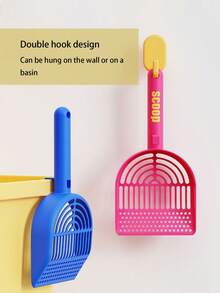 1pc专用猫砂铲，大容量猫砂铲神器，双挂钩设计，可挂墙或挂盆内，适用多种猫砂 - 彩色 - 查看 7