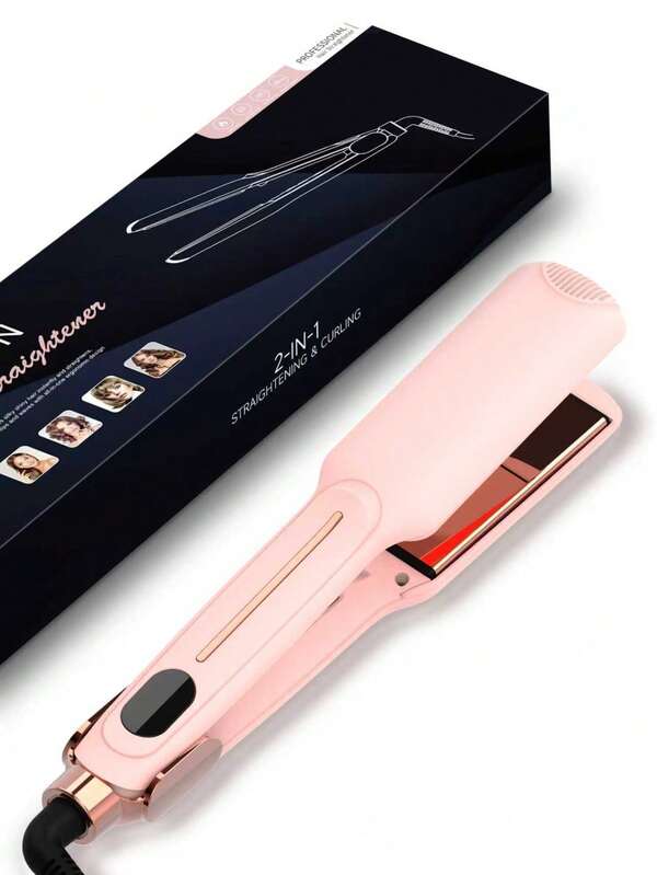 1.6"Titanium Flat Iron Straightener And Curling Iron 2-In-1 , The Best Curl Iron For All Hair Types, Dual Voltage Travel Flat Iron, Straight Iron, Smooth Surface, Fast Heating Speed, Less Time And Steps To Straighten Hair, Suitable For All Lengths Of Hair, Larger Splint To Catch More Hair At Once