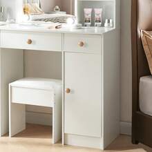 Dressing Table Vanity W/ LED Mirror Stool Drawers Set Makeup Desk UK - White - View 6