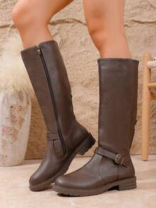 Boots, A Pair Of Women's Retro, Slim Fit, Fashionable And Versatile. In Fact, Long Knight Boots With Retro Design Can Be Paired With Short Skirts Or Coats To Create An Elegant Temperament. Suitable For Daily Commuting Or Some Leisure Occasions.