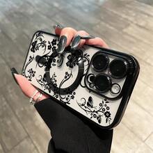 Teléfono con lentes magnéticas y baño de electroerosión con hermosos diseños florales. Compatible con carga inalámbrica magnética y compatible con phone 16 Pro Max, 16, 15 Pro, 14, 14 Plus/14 Pro Max, 13, 13 Pro, 12 Pro, 11/11 Pro y la serie Pro. Es un excelente teléfono para regalar a amigos, en cumpleaños y en fiestas. - Negro - Ver 10
