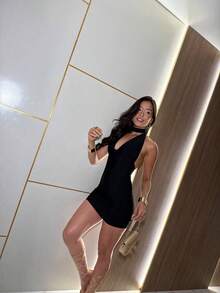 Women's Christmas Dresses Elegant Fashion V-Neck - Multi-Form Ties - màu đen - Xem 1