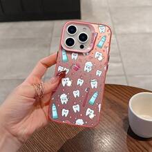 La funda para teléfono con diseño de diente de dentista es compatible con iPhone 17 16e 16 15 14 13 12 11 Mini Pro Max Air X XR XSMAX 8 7 Plus, cubierta trasera mate anti-caídas. - Colores mixtos - Ver 2