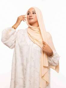 1 buc Eșarfă din șifon instant, clasică, casual, pulover, culoare solidă, material modal confortabil și respirabil, panglică elastică, turban cu eșarfă din șifon, eșarfă multifuncțională, potrivită pentru purtarea zilnică musulmană, rochie - Caisă - Vizualizare 4