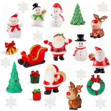12 Pcs Christmas Miniature Figurines, Mini Christmas Ornaments Kit Resin Santa Claus Snowman Reindeer Christmas Tree Decoration For Xmas Goodie Bag Fillers Crafts DIY Snow Globe Dollhouse Garden Landscape Party
