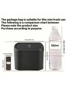 Car Trash Can With Lid, Mini Auto Dustbin Garbage Organizer Optional 2 Hooks And 3 Rolls Trash Bags Combo, Automotive Garbage Container Bin For Vehicle, Home, Office(1pc, 2pcs , 3pcs, 6pcs) - Style a - View 3