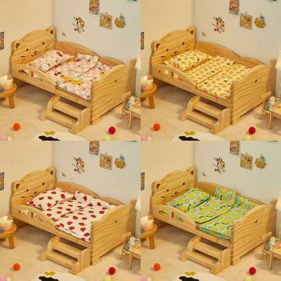 Christmas Labobo New Doll Bed 10cm-20cm Plush Doll Doll Bedding 3 Pieces Set For BJD Wooden Doll House Sleeping Bed