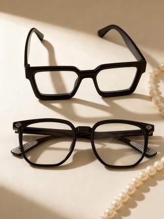 2pcs/Set Stylish Eyeglasses, Fashionable Multi-Color Eyewear, Suitable For Daily Life, Commute, Party, Travel, All Seasons