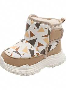 Autumn/Winter New Kids Outdoor Snow Boots, 1 Pair Suitable For 3-6 Years Old Toddlers, Mid-Top Anti- Thick Warm Waterproof Boots, Hook And Loop Design Comfortable And Easy To Wear, Infant/Toddler Cold-Proof Warm Casual Shoes - Khaki - View 7