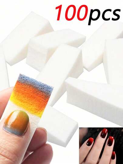 100/50/20pcs Nail Sponge Wedge Makeup Tools, Smooth Applicator Mini Spatula, Multi-Faceted Gradient Nails, Soft Sponge, Color Gradient, Manicure Tools, Manicure Supplies, Manicure Tools, Manicure Tool Set, Back To School Essential, Nails, Nail Stickers Manicure Tools