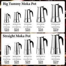 Stovetop Espresso Mocha Stainless Steel Greca Coffee Maker Classic Cafe Makers Suitable For Induction Cookers Ceramic Stoves Tummy