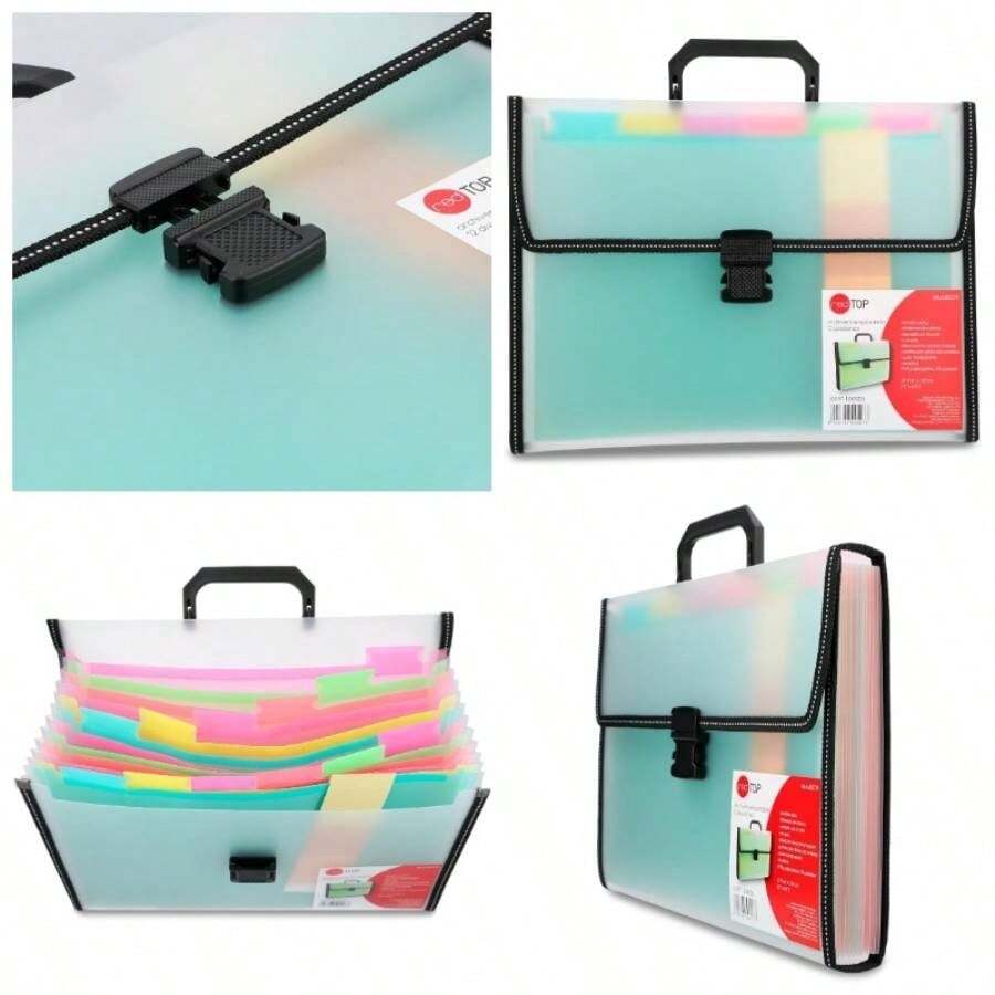 archivero expandible de plstico con agarradera carta 12 Divisiones Blanco Transparente con separadores Organizador de documentos Organizador con separadores Tamao carta - Blanco - Ver 1