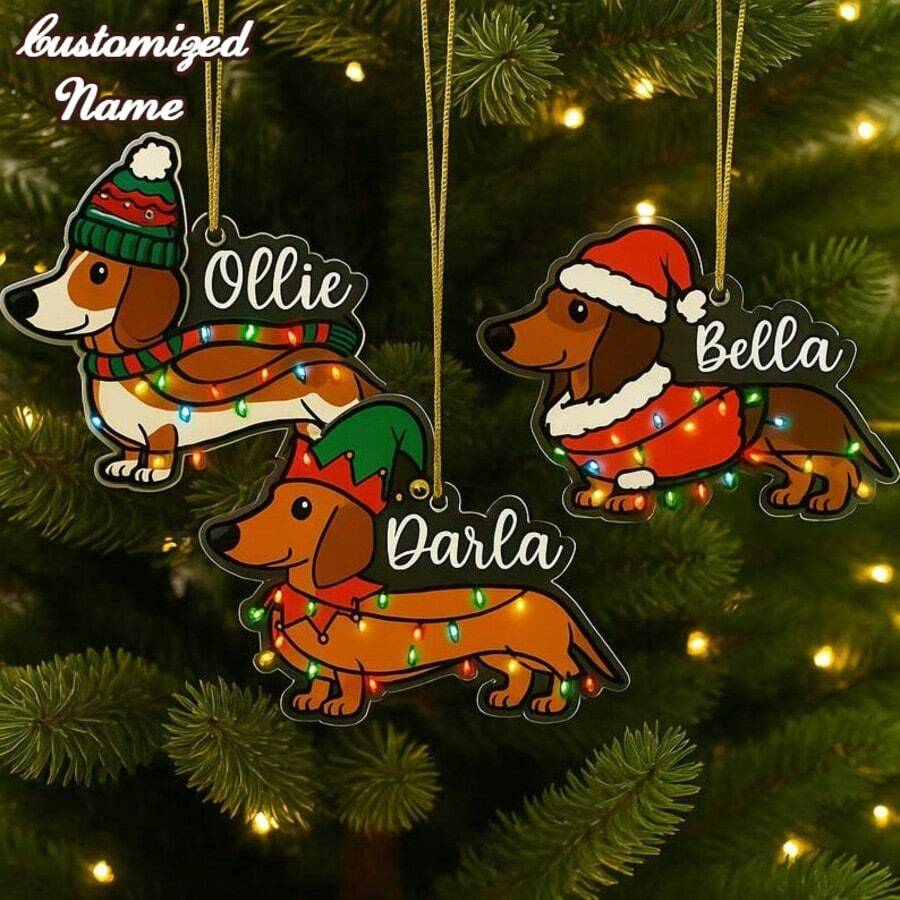 Adorno de Navidad personalizado de Dachshund, adorno de perro, recuerdo personalizado de mascota, perro salchicha, memorial de mascota, regalo para amantes de Dachshund, regalo personalizado